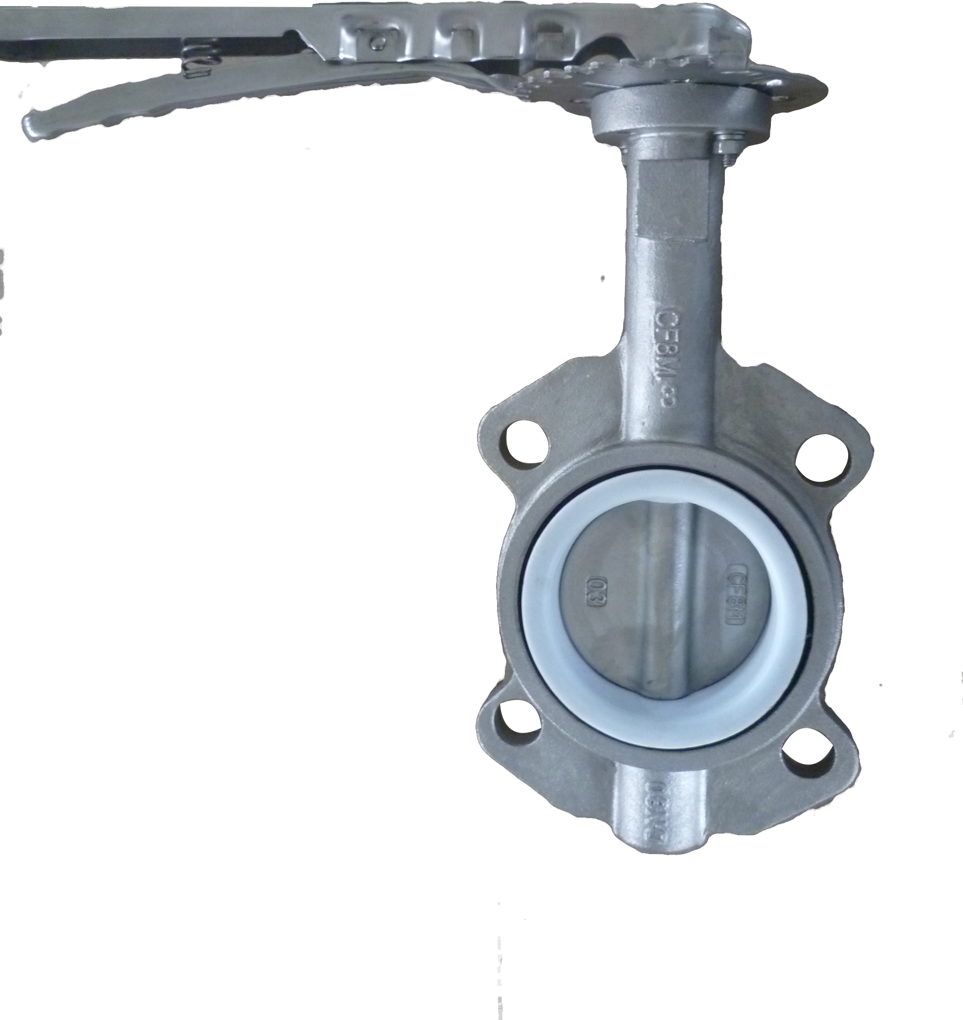 SS Body PTFE Seat Wafer Butterfly Valve with SS Hand Lever